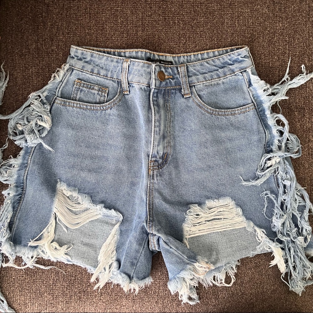 Distressed Denim Shorts